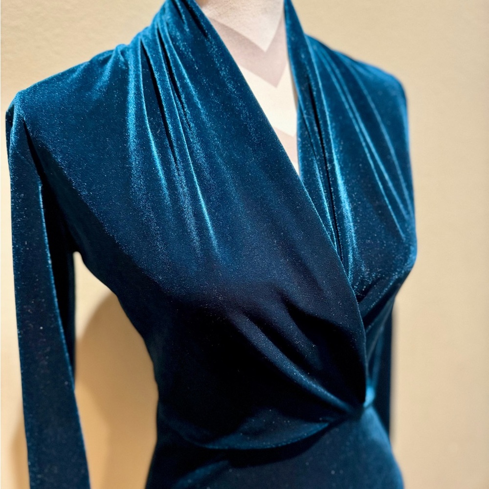 Turquoise Velvet Body Suit, Size S/M